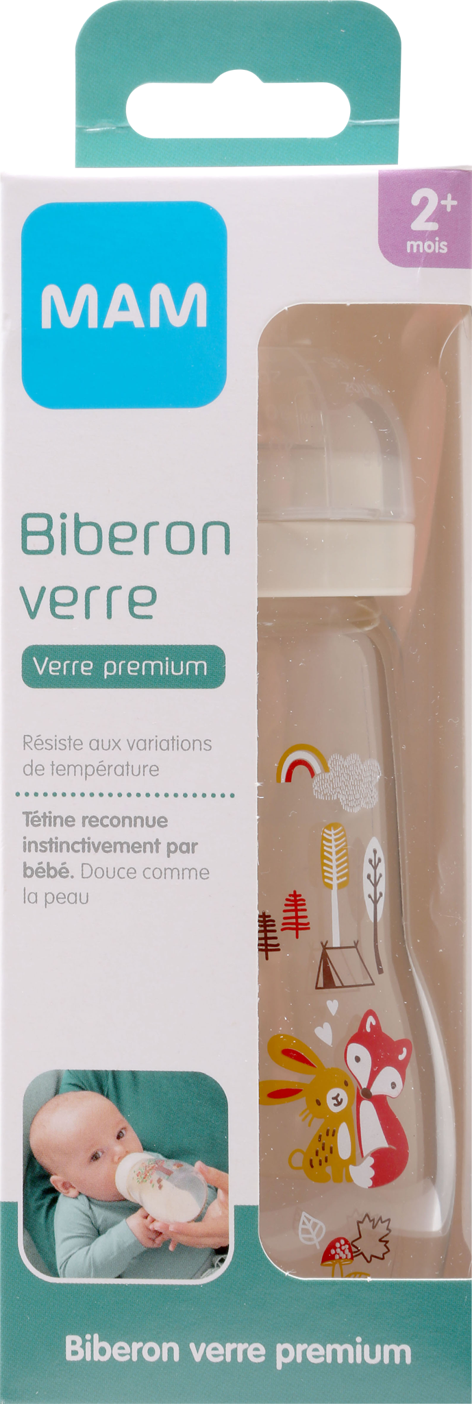 Biberon verre 260ml 0-6 mois débit 2