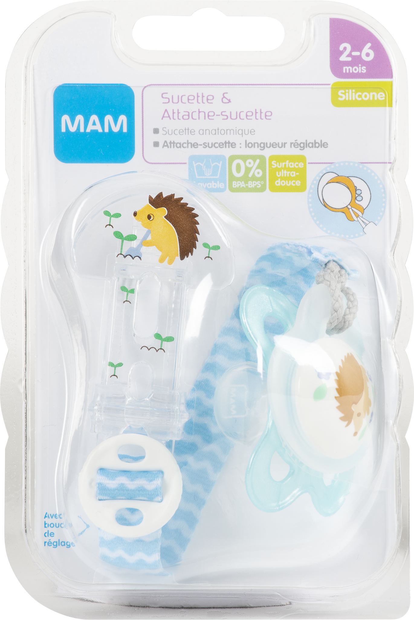 Kit sucette & attache-sucette de 0 à 6 mois