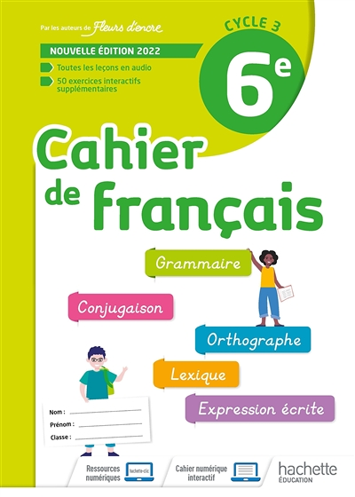 Cahier de français 6e, cycle 3 - cahier d'activités - Ed. 2022 (Broché)