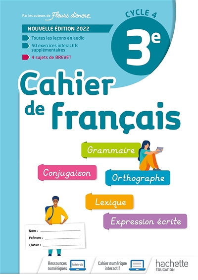 Cahier de français 3e, cycle 4 - cahier d'activités - Ed. 2022 (Broché)