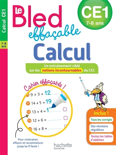 Bled effaçable Calcul CE1 (Broché)