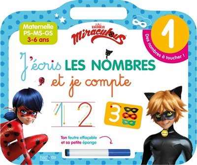 Miraculous - Ardoise J'écris les nombres et je compte (3-6 ans) (Blister)