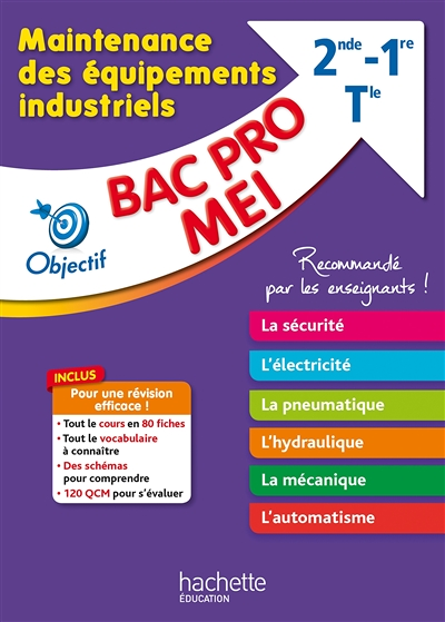 Objectif Bac - Fiches Bac Pro MEI - Maintenance des équipements industriels : 80 fiches, 120 QCM (Br