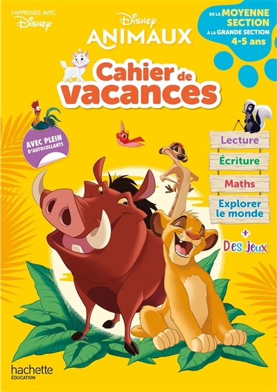 Disney animaux - De la Moyenne à la Grande Section - Cahier de vacances 2023 (Broché)