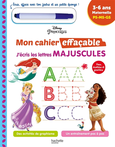 Disney - Princesses Mon cahier effaçable - J'écris les lettres majuscules (3-6 ans) (Broché)