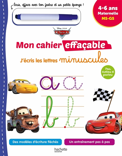 Disney - Cars Mon cahier effaçable - J'écris les lettres minuscules (4-6 ans) (Blister)
