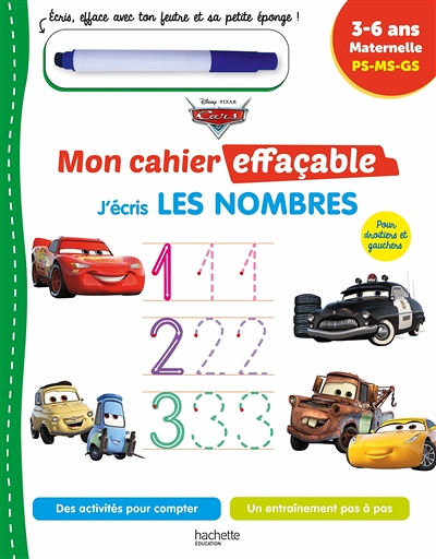 Disney - Cars Mon cahier effaçable - Je compte et j'écris les nombres (4-6 ans) (Broché)
