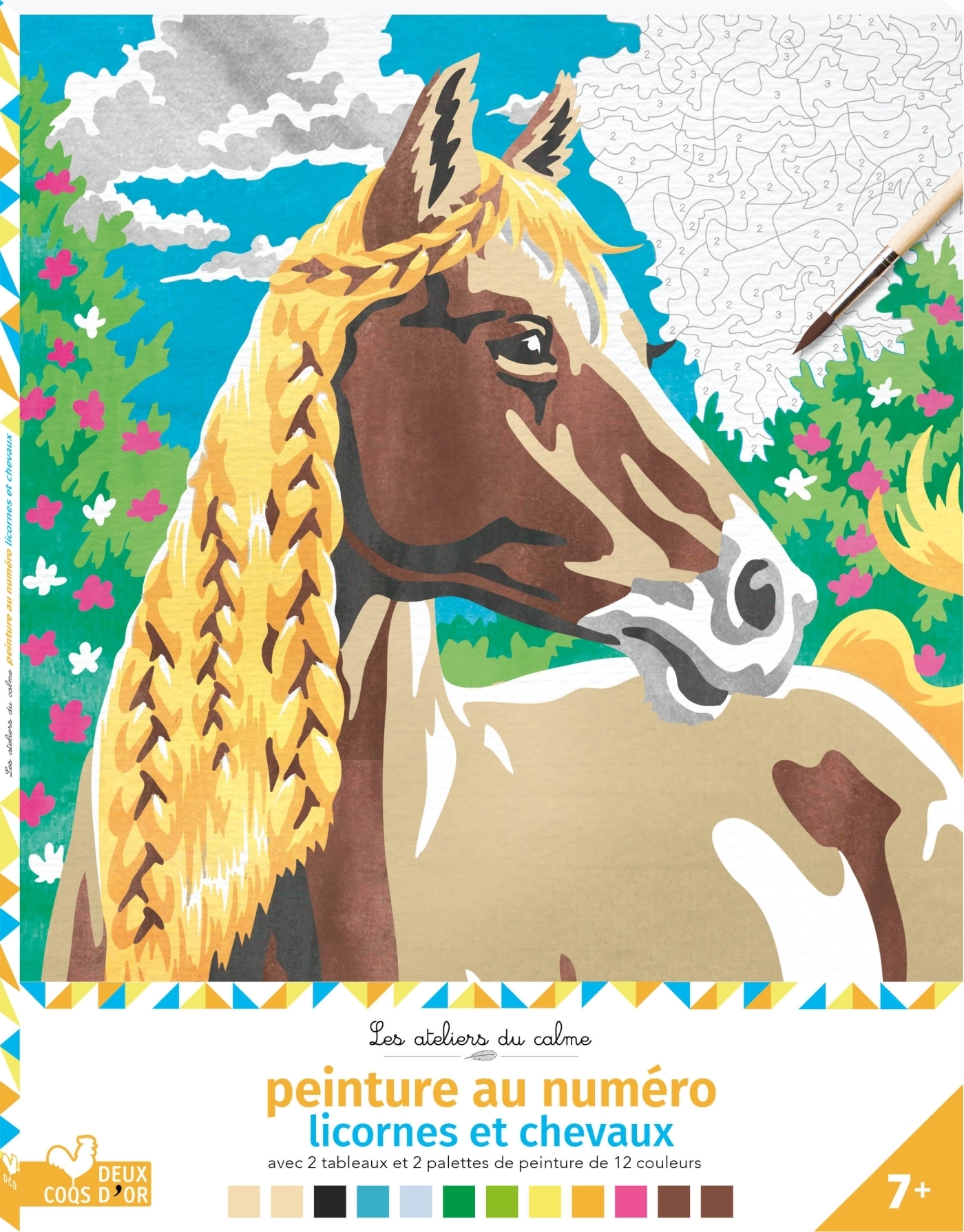Peinture au numéro - licornes et chevaux - cahier avec palette et pinceau (Jeunesse)