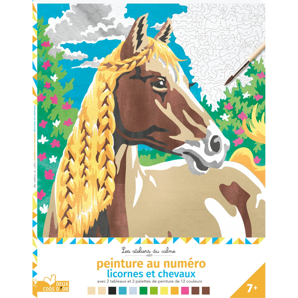Peinture au numéro - licornes et chevaux - cahier avec palette et pinceau (Jeunesse)