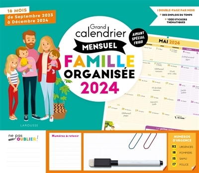 Grand calendrier mensuel famille organisée 2024 (Broché)
