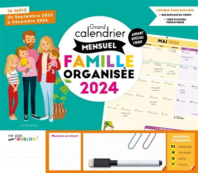 Grand calendrier mensuel famille organisée 2024 (Broché)