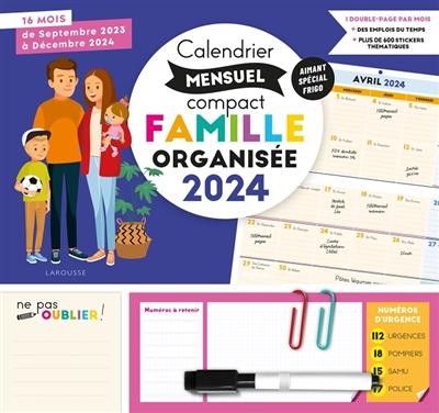 Calendrier compact mensuel famille organisée 2024 (Broché)