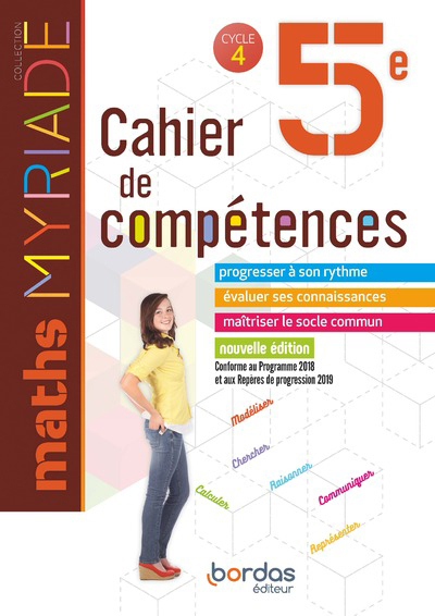 Myriade Maths 5e 2019 Cahier de compétences élève (Broché)