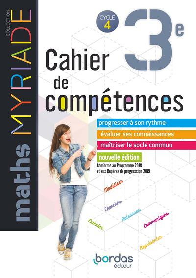 Myriade Maths 3e 2019 Cahier de compétences élève Cycle 4 (Broché)