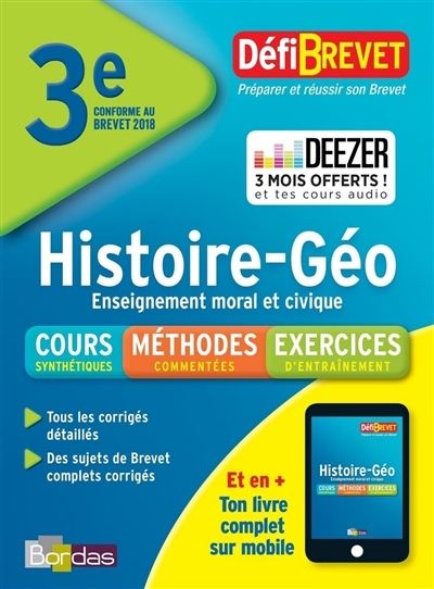 DéfiBrevet Histoire Géo Enseignement moral et civique 3ème - Cours / Méthode / Exercices (Broché)