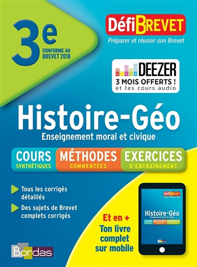 DéfiBrevet Histoire Géo Enseignement moral et civique 3ème - Cours / Méthode / Exercices (Broché)