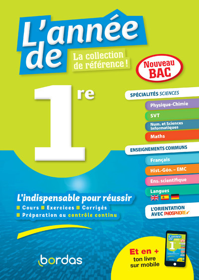 L'année de 1re Spécialités Sciences + Enseignements communs (Broché)