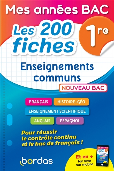 Mes années Bac - Les 200 fiches Enseignements communs 1re (Broché)