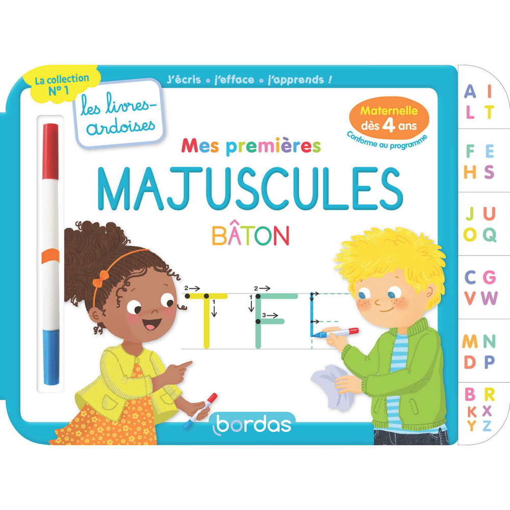 Les livres-ardoises - Mes premières majuscules bâton (Cartonné)