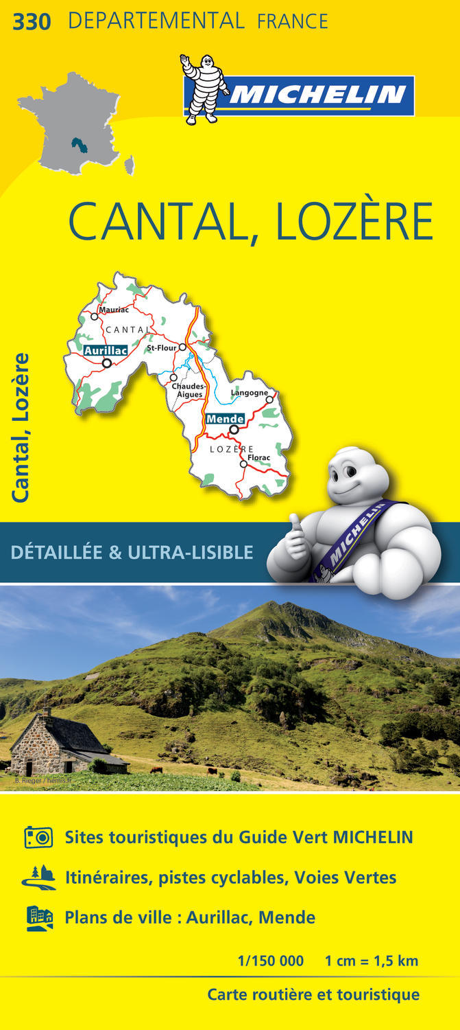 Carte Départemental Michelin Cantal, Lozère (Carte)