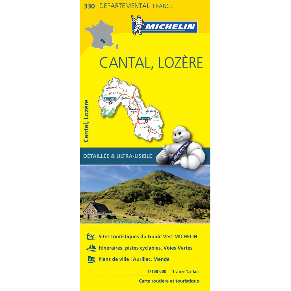 Carte Départemental Michelin Cantal, Lozère (Carte)