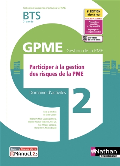 Domaine d'activité 2 - BTS 2ème année GPME (DOM ACT GPME) Livre + licence élève - 2022 (Broché)