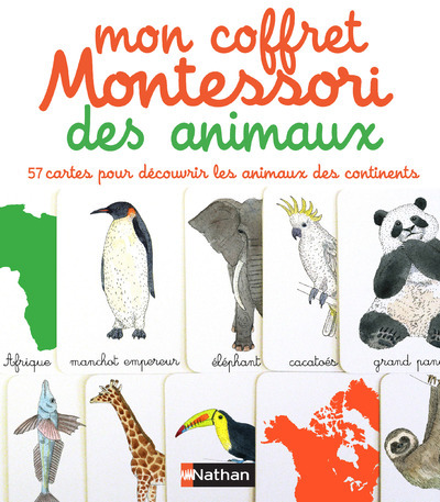 Mon coffret Montessori des animaux : 57 cartes pour découvrir les animaux des continents (Coffret)
