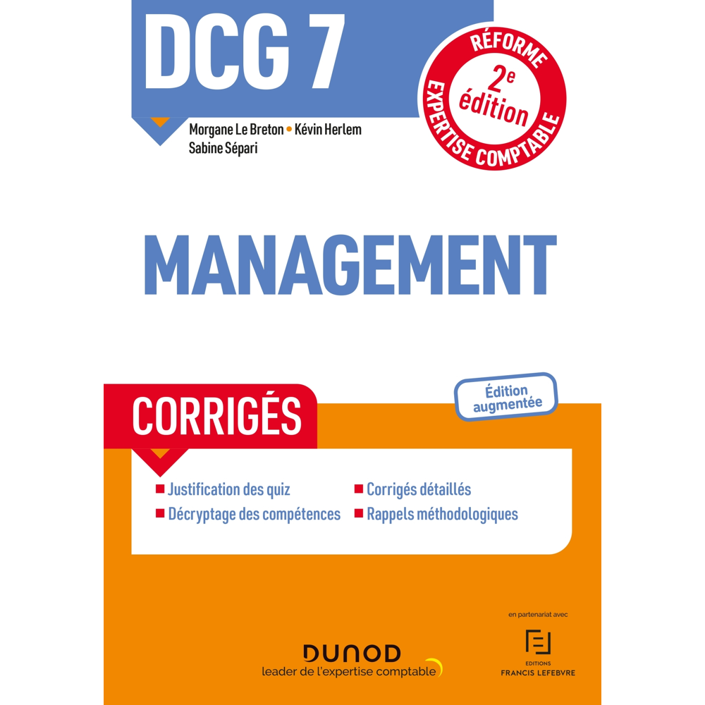DCG 7 Management - Corrigés - 2e éd. (Broché)