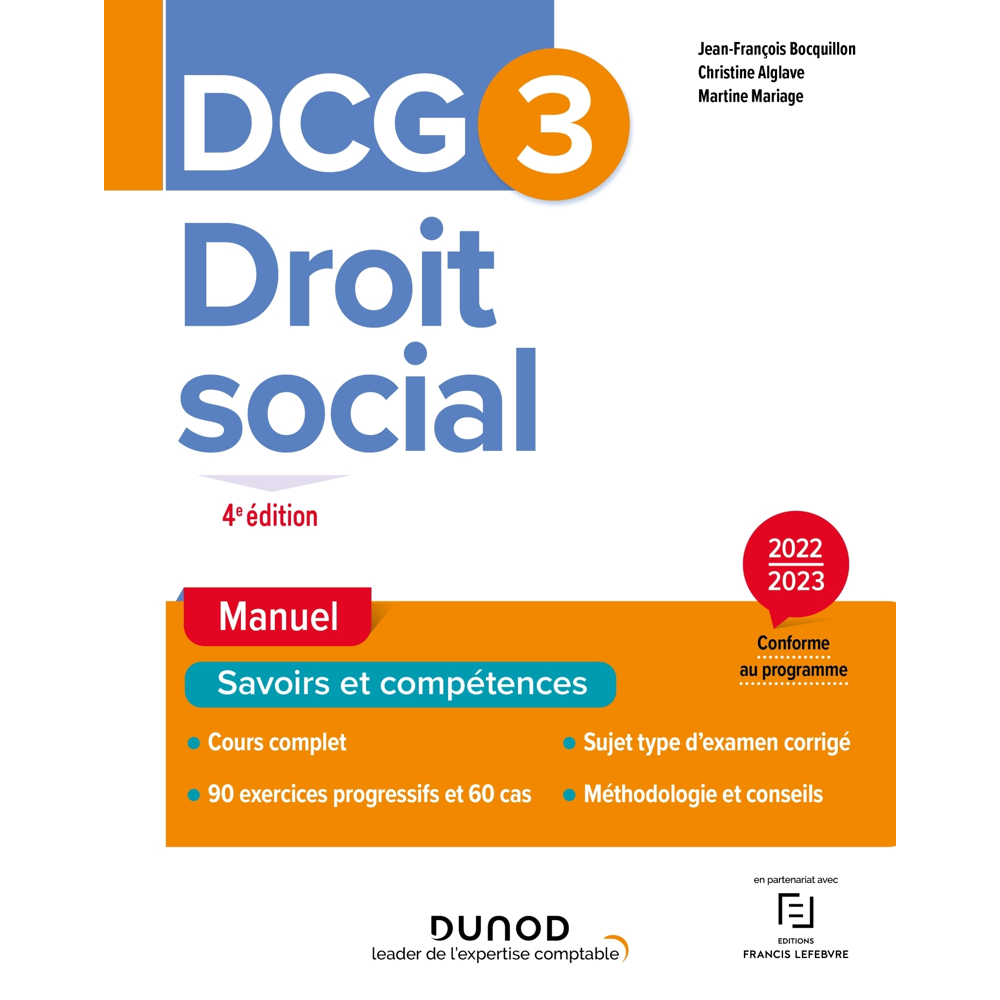 DCG 3 Droit social - Manuel - 2022/2023 (Broché)
