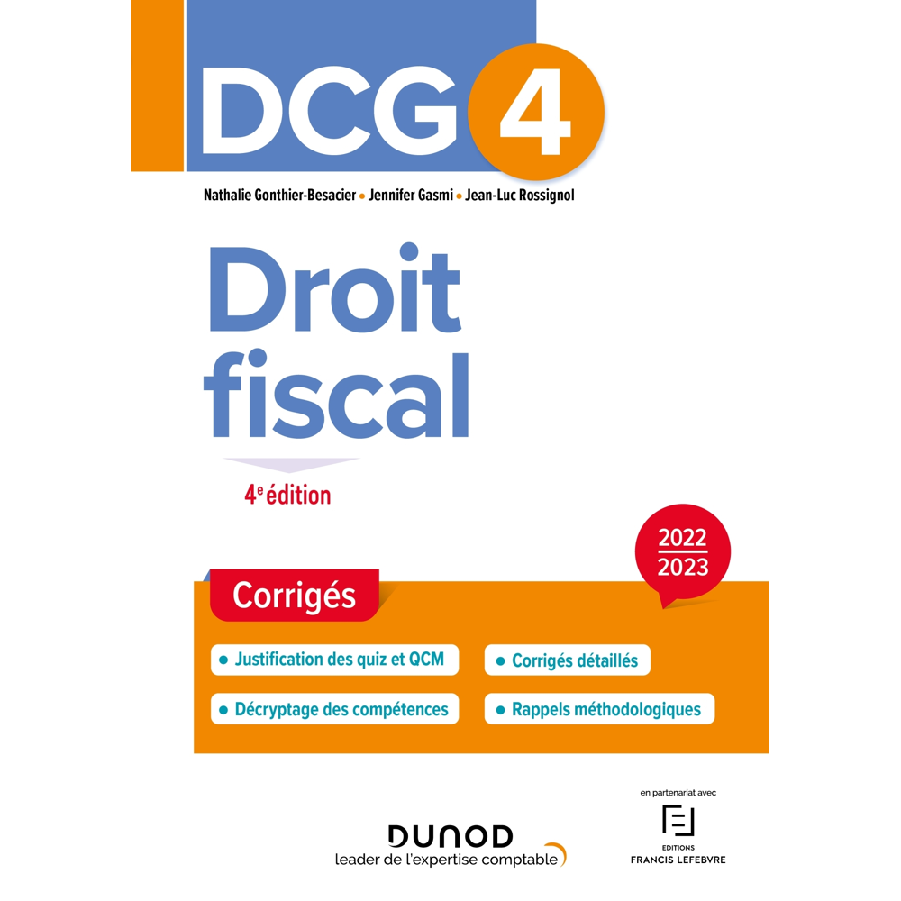 DCG 4 Droit fiscal - Corrigés 2022/2023 (Broché)