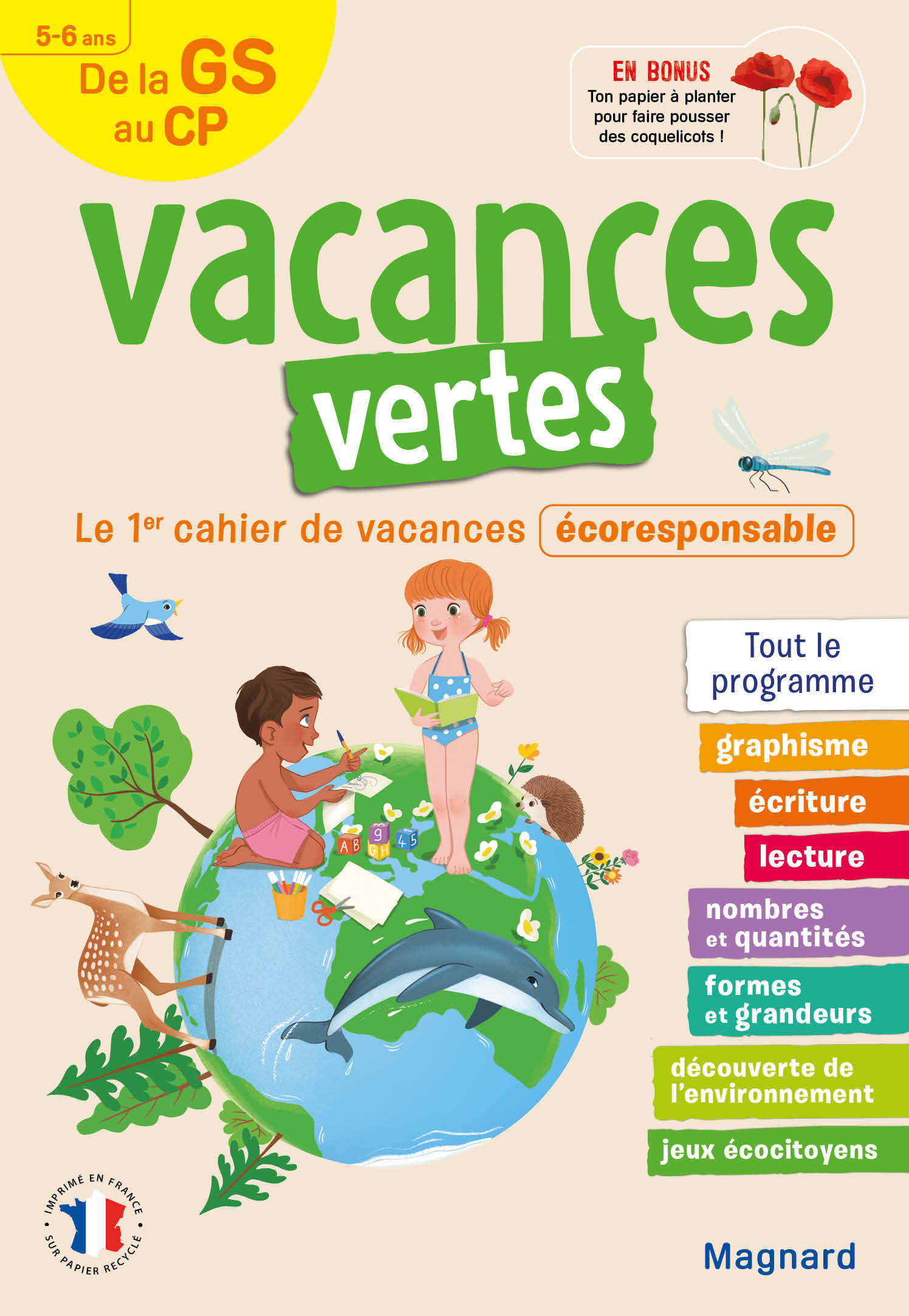 Cahier de vacances 2023, de la GS vers le CP 5-6 ans - Vacances vertes - Le premier cahier de vacanc