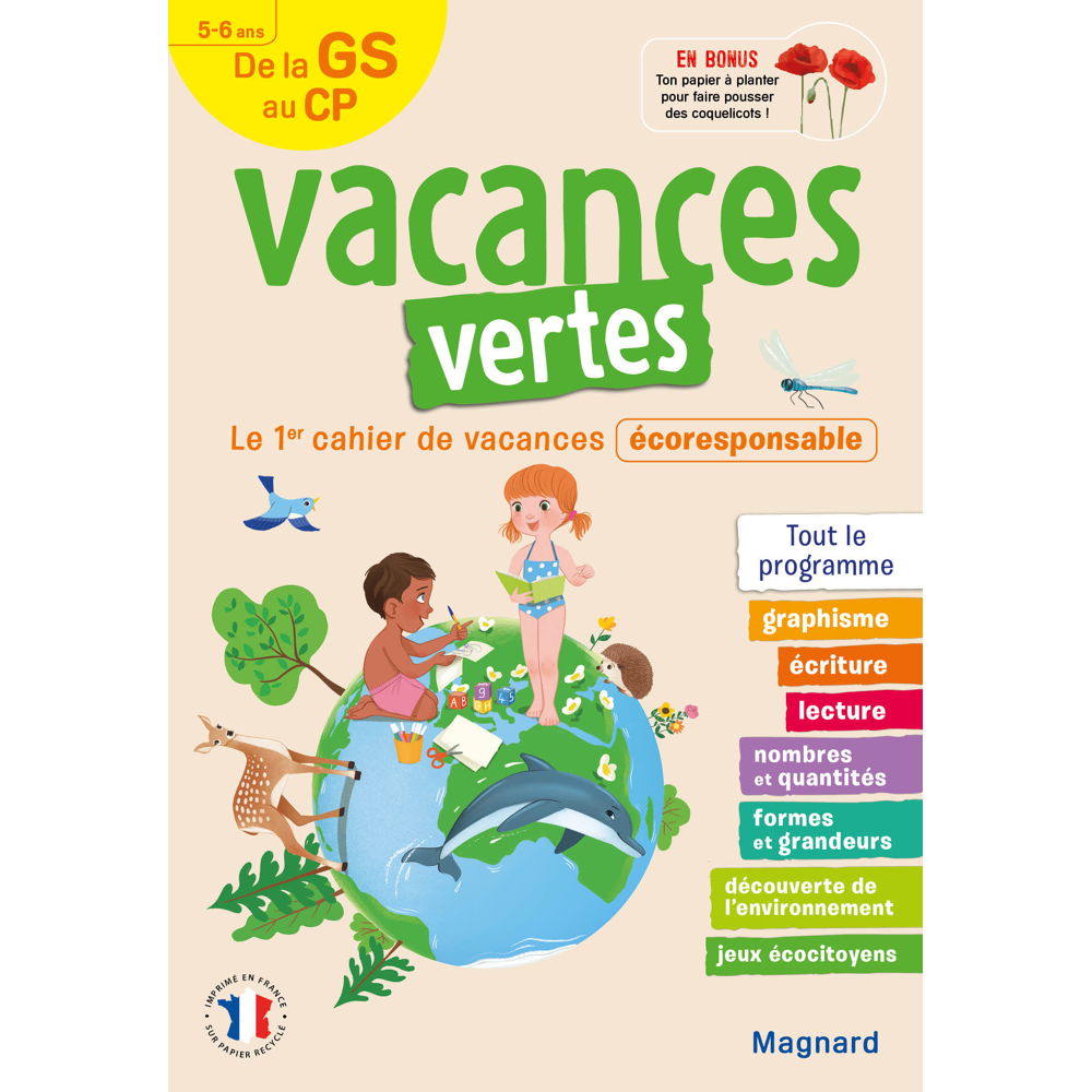 Cahier de vacances 2023, de la GS vers le CP 5-6 ans - Vacances vertes - Le premier cahier de vacanc