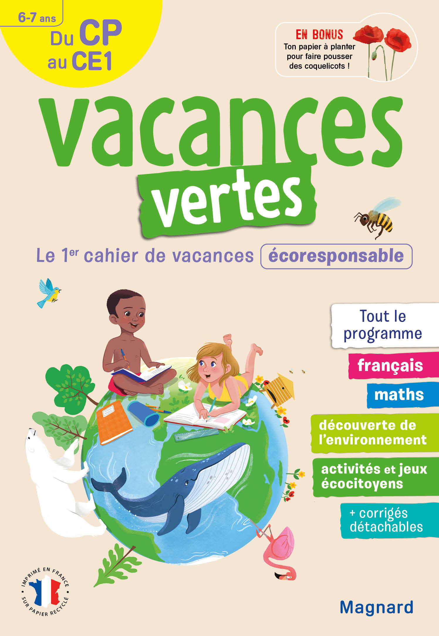 Cahier de vacances 2023, du CP vers le CE1 6-7 ans - Vacances vertes - Le premier cahier de vacances