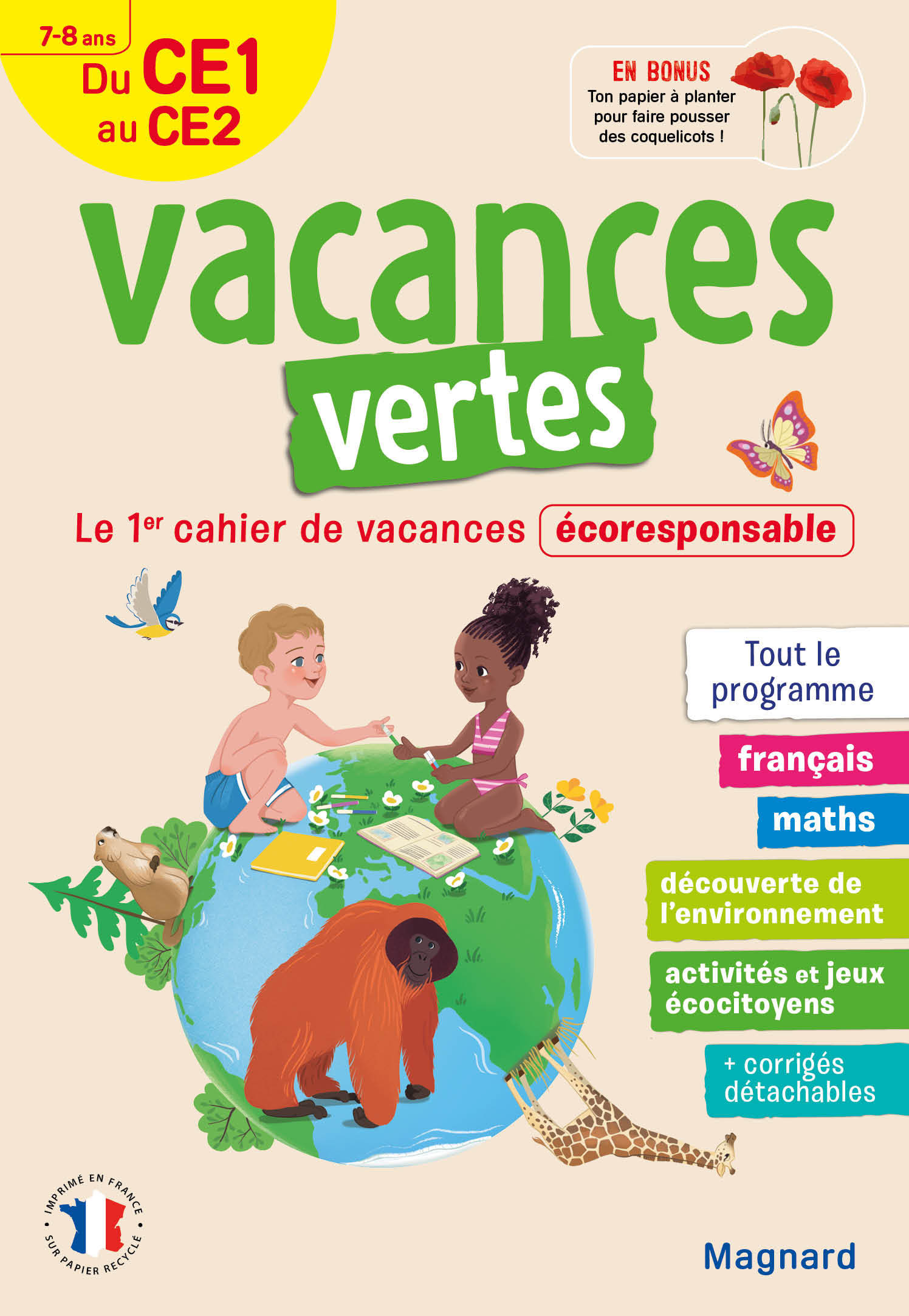 Cahier de vacances 2023, du CE1 vers le CE2 7-8 ans - Vacances vertes - Le premier cahier de vacance