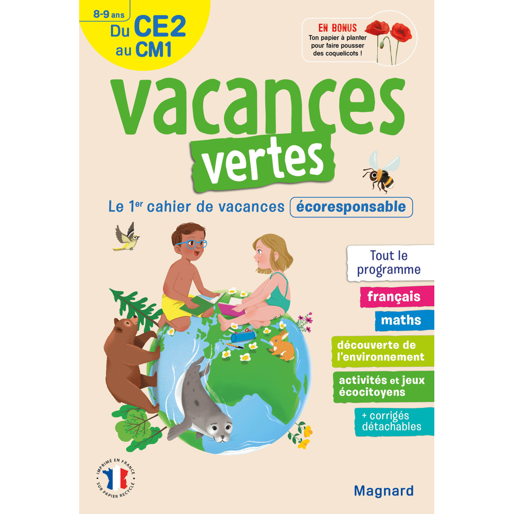 Cahier de vacances 2023, du CE2 vers le CM1 8-9 ans - Vacances vertes - Le premier cahier de vacance