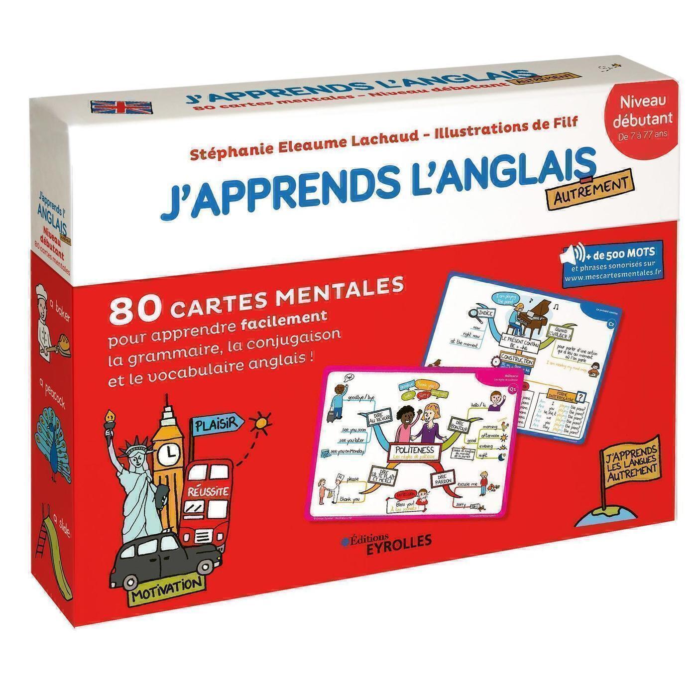 J'apprends l'anglais autrement - Niveau débutant - 80 cartes mentales pour apprendre facilement le v