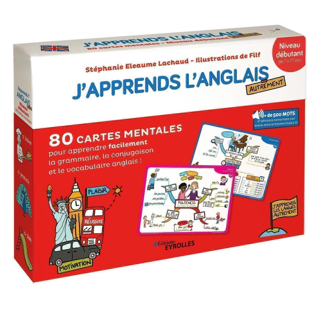 J'apprends l'anglais autrement - Niveau débutant - 80 cartes mentales pour apprendre facilement le v