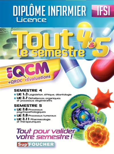 IFSI - Tout le semestre 4 & 5 en QCM et QROC - Diplôme infirmier (Broché)