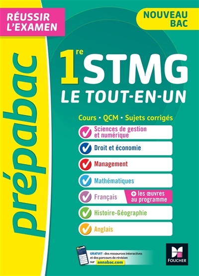 Prépabac 1re STMG - Toutes les matières - Cours et entraînement au contrôle continu 2023 (Broché)