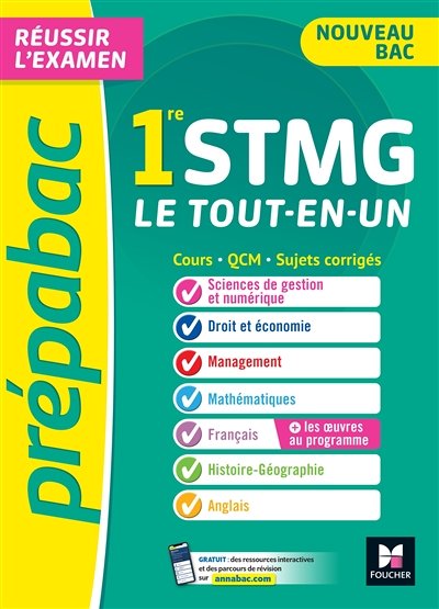 Prépabac 1re STMG - Toutes les matières - Cours et entraînement au contrôle continu 2023 (Broché)