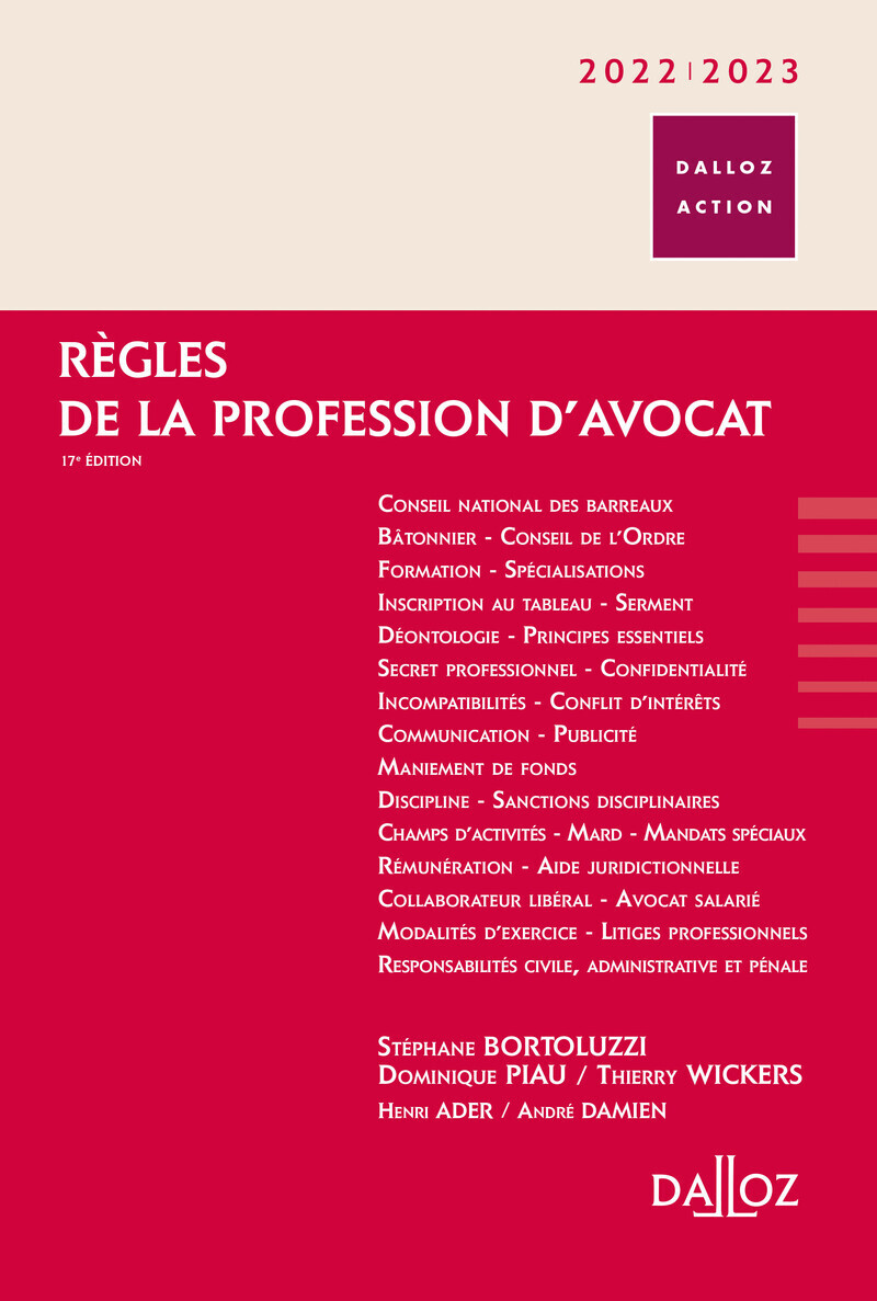 Règles de la profession d'avocat 2022/2023. 17e éd. (Relié)