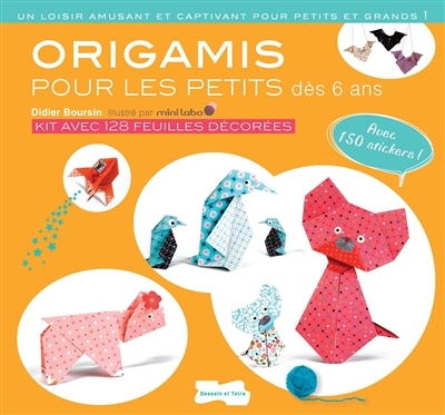 Origamis pour les petits dès 6 ans : kit avec 128 feuilles décorées (Jeunesse)