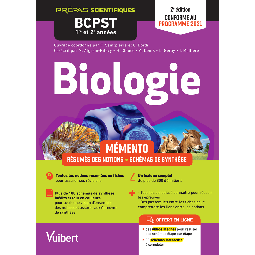 Mémento de Biologie BCPST 1re et 2e années - Notions-clés - Schémas de synthèse - Lexique - Conforme
