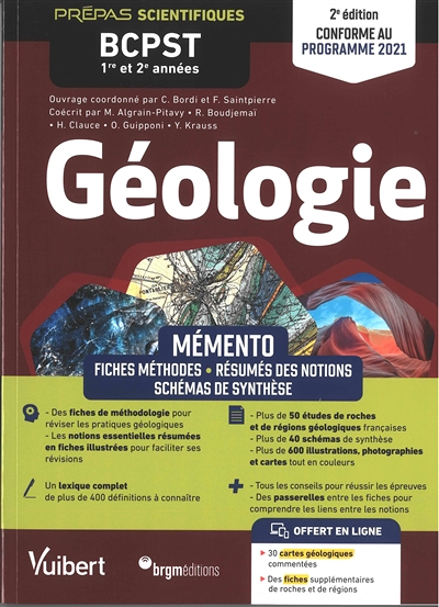 Mémento Géologie BCPST 1re et 2e années - Notions-clés – Schémas de synthèse – Études de roches et d