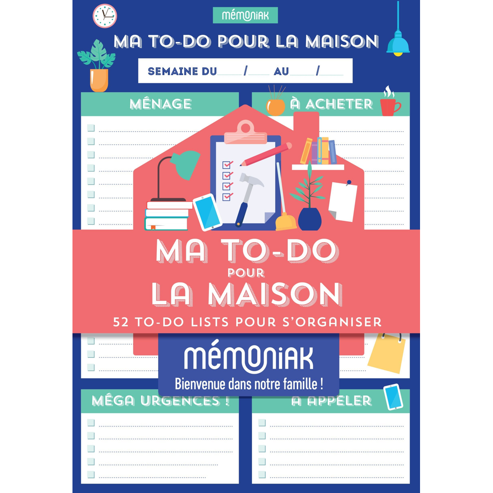 Ma to-do maison Mémoniak : 52 to-do lists pour s organiser - bloc aimanté (Broché)
