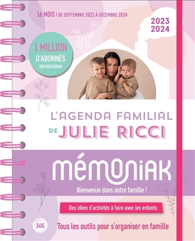 Agenda familial mensuel de Julie RIcci, Mémoniak septembre 2023-août 2024 (Spirale)