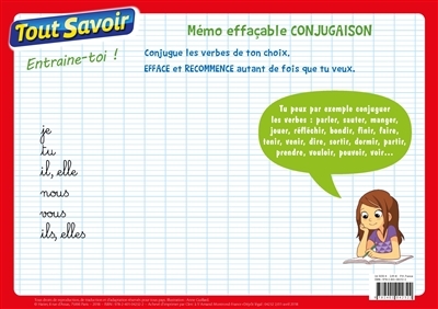 Mémo effaçable conjugaison cycle 2 (Broché)