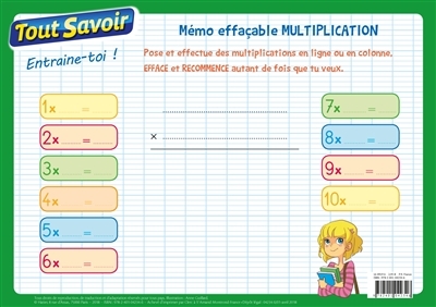 Mémo effaçable multiplication (Broché)