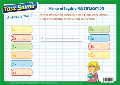 Mémo effaçable multiplication (Broché)