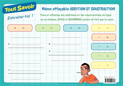 Mémo effaçable Addition et soustraction (Broché)